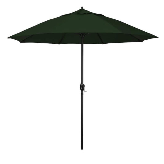 9 ft. Bronze Aluminum Market Patio Umbrella with Fiberglass Ribs and Auto Tilt in Hunter Green Pacifica