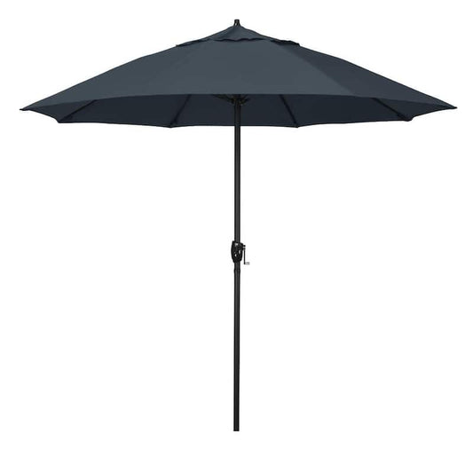 9 ft. Bronze Aluminum Market Patio Umbrella with Fiberglass Ribs and Auto Tilt in Sapphire Pacifica