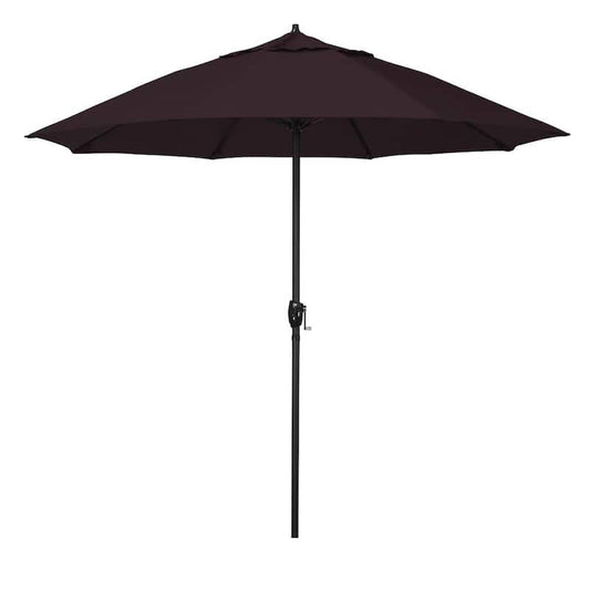 9 ft. Bronze Aluminum Market Patio Umbrella with Fiberglass Ribs and Auto Tilt in Purple Pacifica