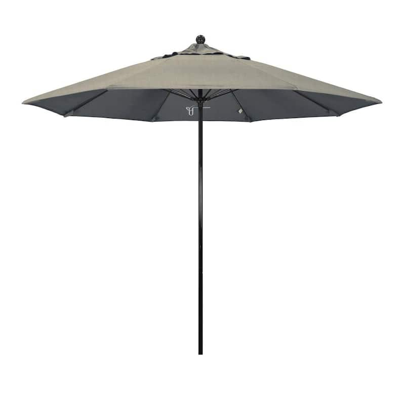 9 ft. Black Fiberglass Commercial Market Patio Umbrella with Fiberglass Ribs and Push Lift in Spectrum Dove Sunbrella