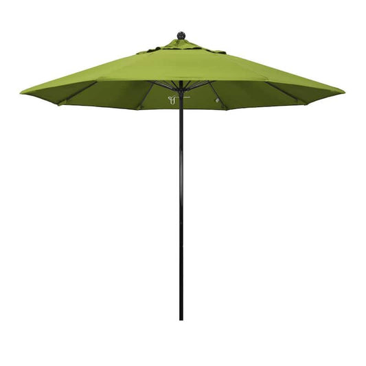 9 ft. Black Fiberglass Commercial Market Patio Umbrella with Fiberglass Ribs and Push Lift in Macaw Sunbrella