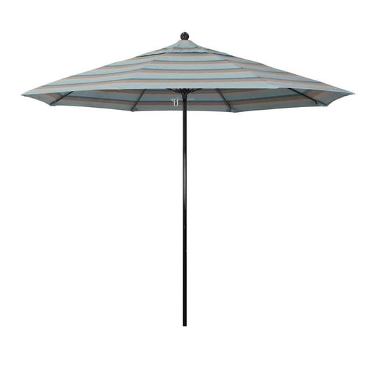 9 ft. Black Fiberglass Commercial Market Patio Umbrella with Fiberglass Ribs and Push Lift in Gateway Mist Sunbrella