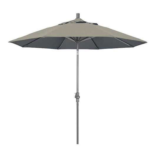 9 ft. Hammertone Grey Aluminum Market Patio Umbrella with Collar Tilt Crank Lift in Spectrum Dove Sunbrella