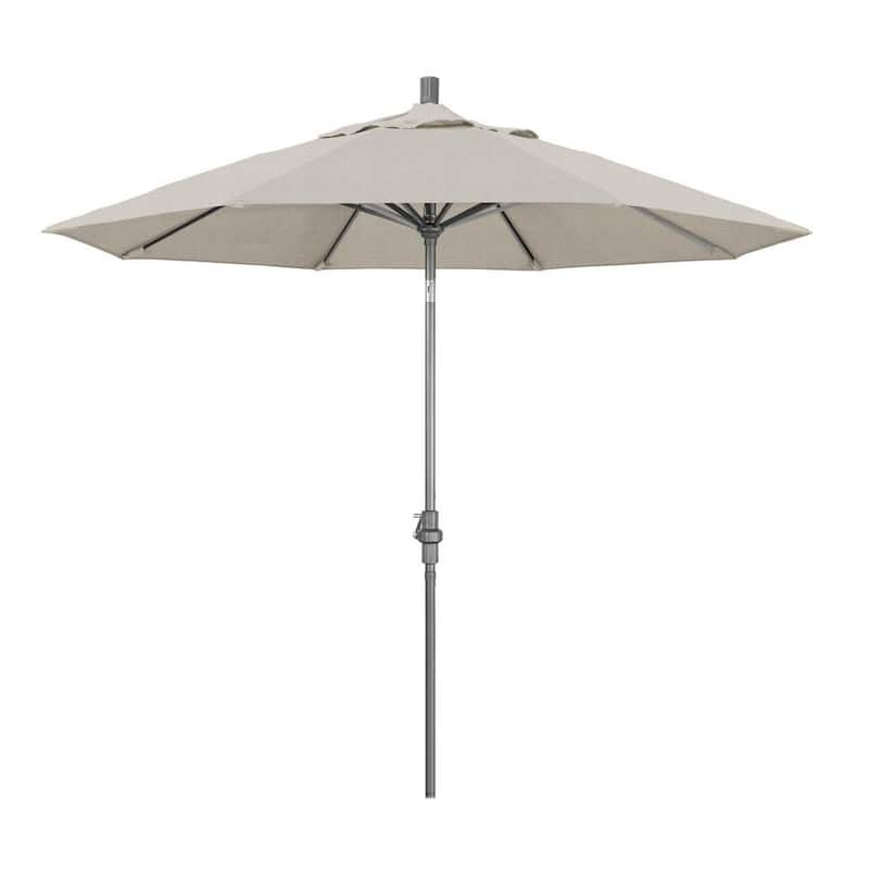 9 ft. Hammertone Grey Aluminum Market Patio Umbrella with Collar Tilt Crank Lift in Woven Granite Olefin