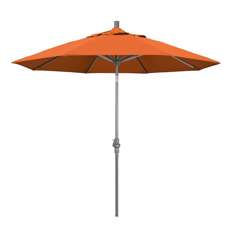 9 ft. Hammertone Grey Aluminum Market Patio Umbrella with Collar Tilt Crank Lift in Tuscan Pacifica