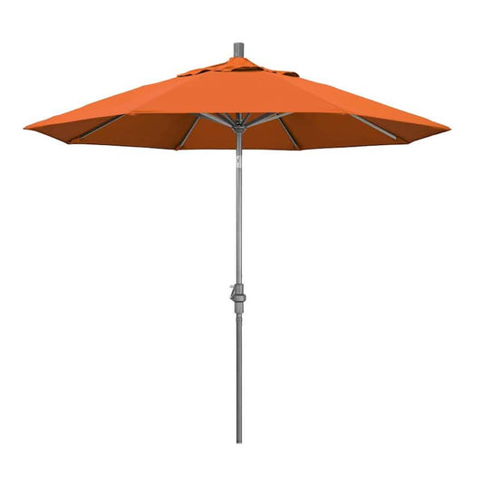 9 ft. Hammertone Grey Aluminum Market Patio Umbrella with Collar Tilt Crank Lift in Tuscan Pacifica