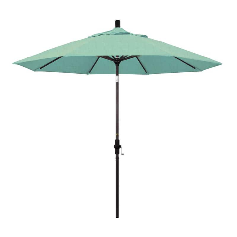 9 ft. Outdoor Market Patio Umbrella Bronze Aluminum Pole Aluminum Ribs Collar Tilt Crank Lift in Sunbrella