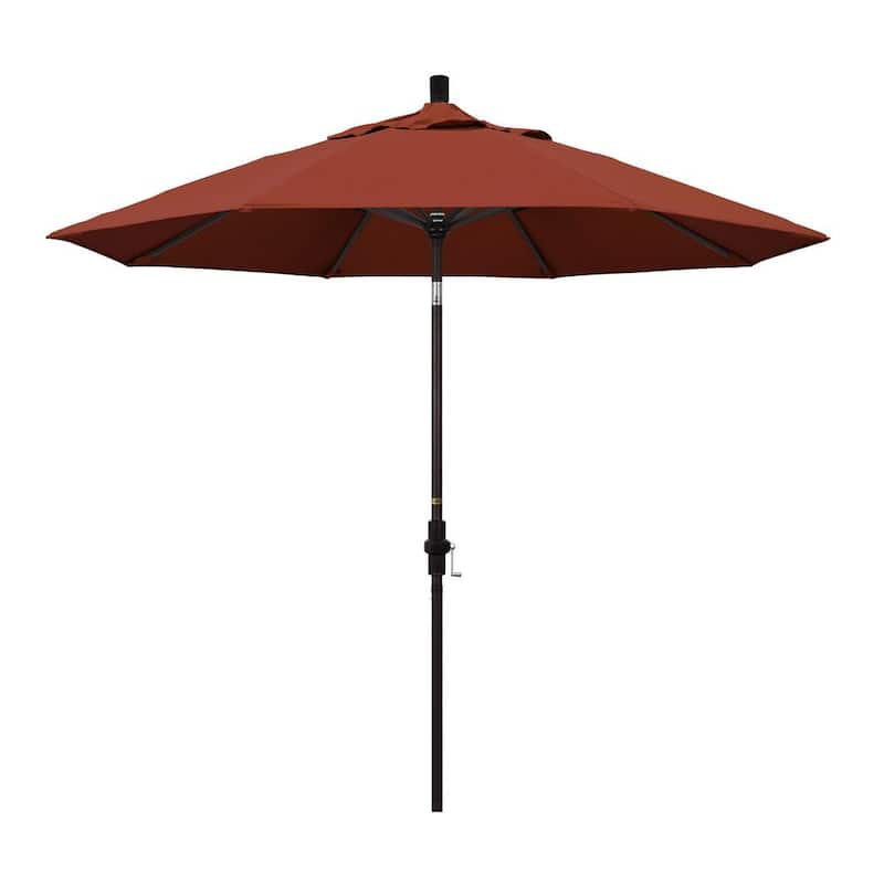 9 ft. Bronze Aluminum Pole Market Aluminum Ribs Collar Tilt Crank Lift Patio Umbrella in Terracotta Sunbrella