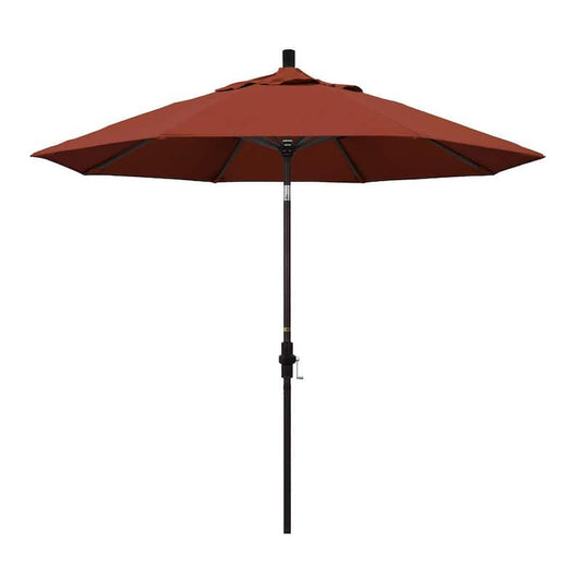 9 ft. Bronze Aluminum Pole Market Aluminum Ribs Collar Tilt Crank Lift Patio Umbrella in Terracotta Sunbrella