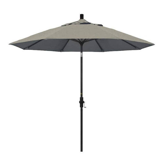 9 ft. Stone Black Aluminum Market Patio Umbrella with Collar Tilt Crank Lift in Spectrum Dove Sunbrella