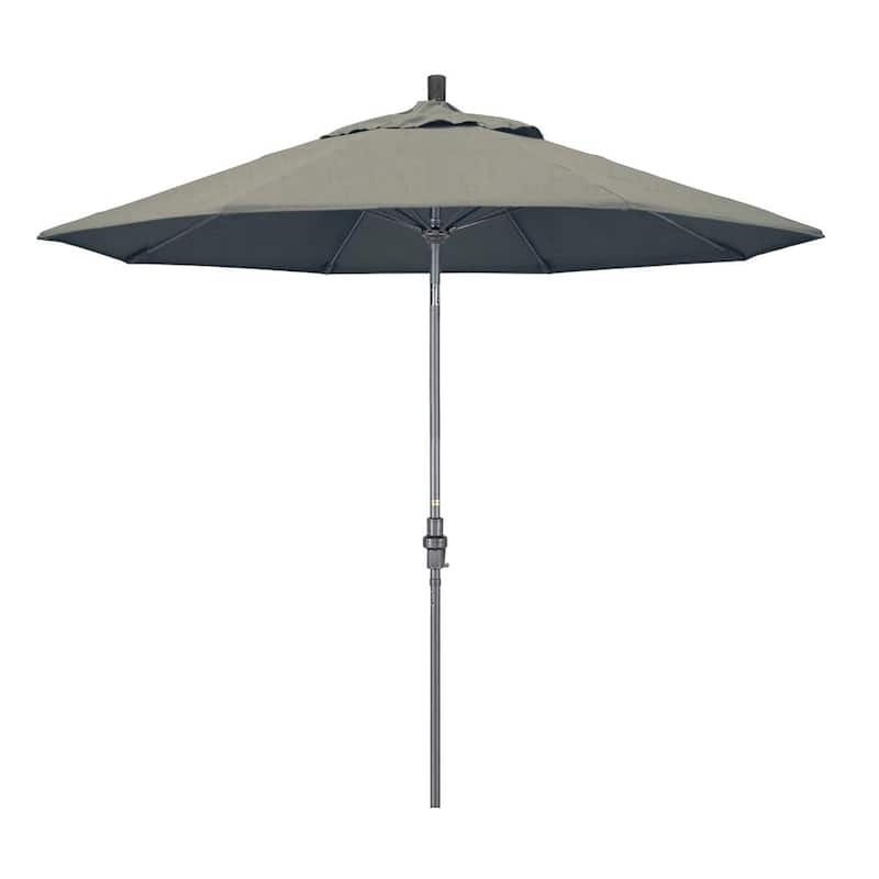 9 ft. Hammertone Grey Aluminum Market Patio Umbrella with Collar Tilt Crank Lift in Spectrum Dove Sunbrella