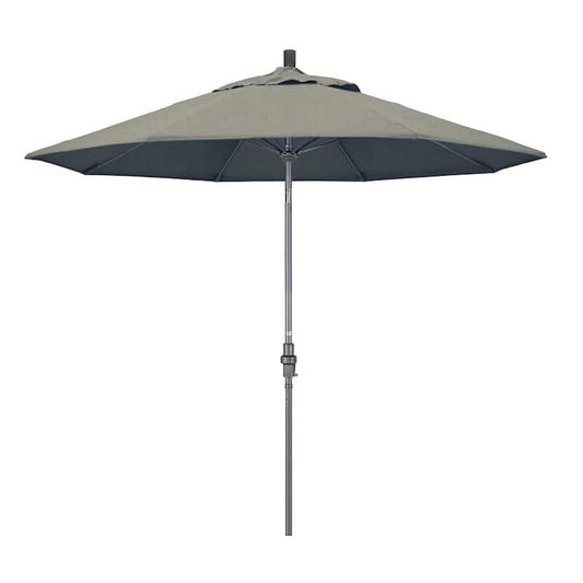 9 ft. Hammertone Grey Aluminum Market Patio Umbrella with Collar Tilt Crank Lift in Spectrum Dove Sunbrella