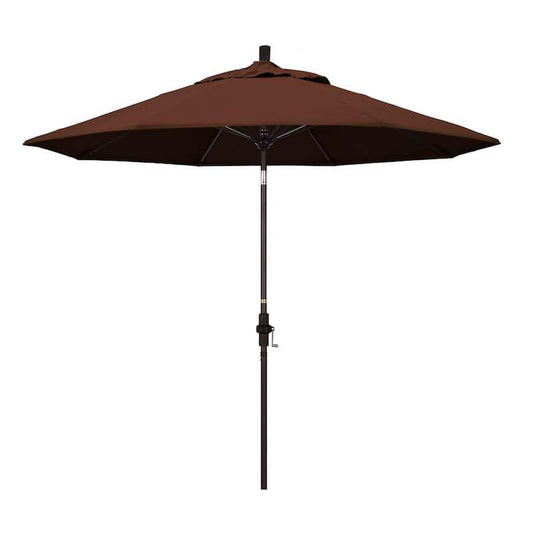 9 ft. Outdoor Market Patio Umbrella Bronze Aluminum Pole Fiberglass Ribs Collar Tilt Crank Lift in Sunbrella