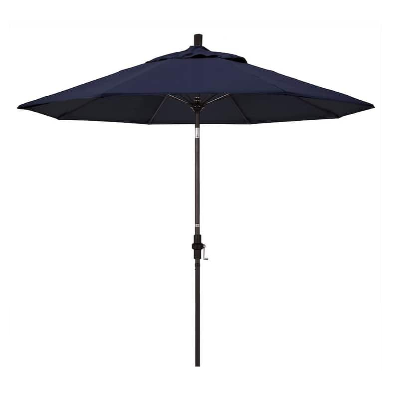 9 ft. Outdoor Market Patio Umbrella Bronze Aluminum Pole Fiberglass Ribs Collar Tilt Crank Lift in Sunbrella