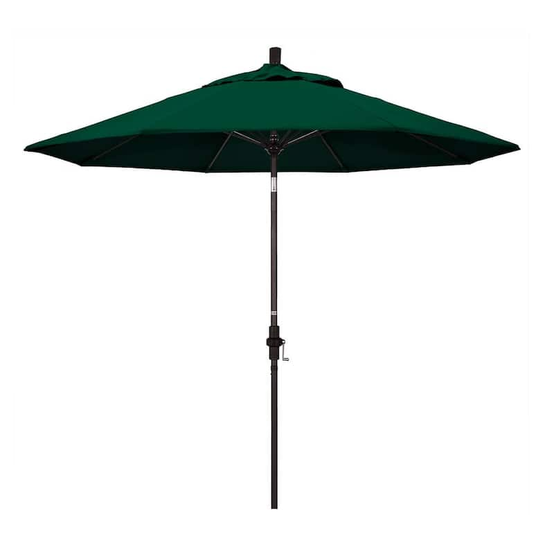 9 ft. Outdoor Market Patio Umbrella Bronze Aluminum Pole Fiberglass Ribs Collar Tilt Crank Lift in Sunbrella