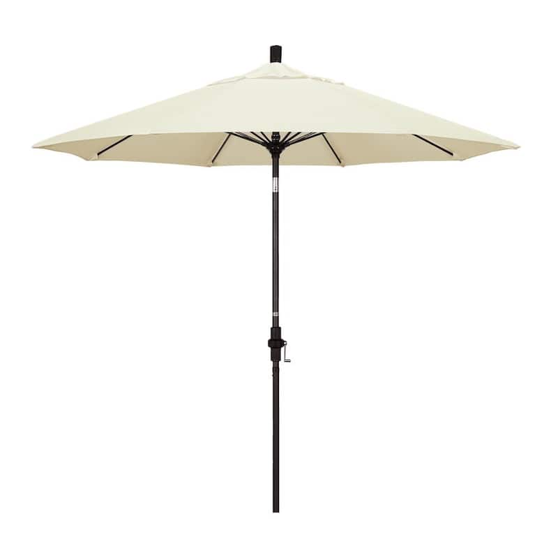 9 ft. Outdoor Market Patio Umbrella Bronze Aluminum Pole Fiberglass Ribs Collar Tilt Crank Lift in Sunbrella