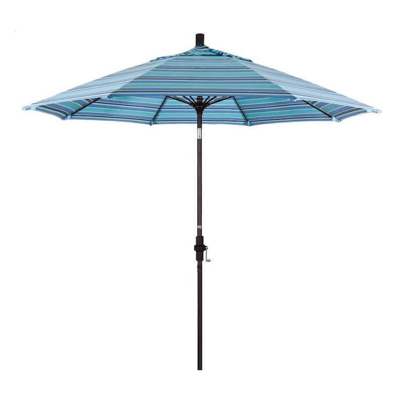 9 ft. Outdoor Market Patio Umbrella Bronze Aluminum Pole Fiberglass Ribs Collar Tilt Crank Lift in Sunbrella