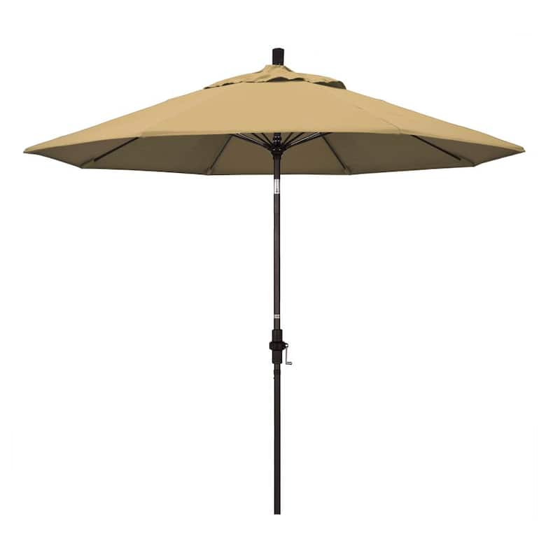 9 ft. Fiberglass Collar Tilt Patio Umbrella in Champagne Olefin