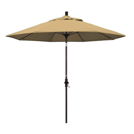 9 ft. Fiberglass Collar Tilt Patio Umbrella in Champagne Olefin