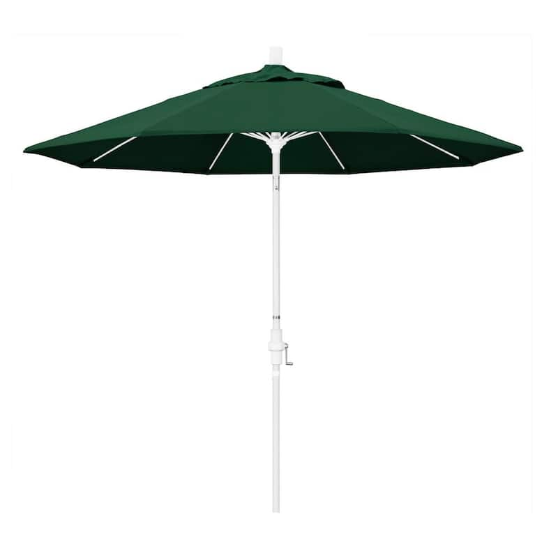 9 ft. Fiberglass Market Collar Tilt M White Patio Umbrella in Hunter Green Olefin