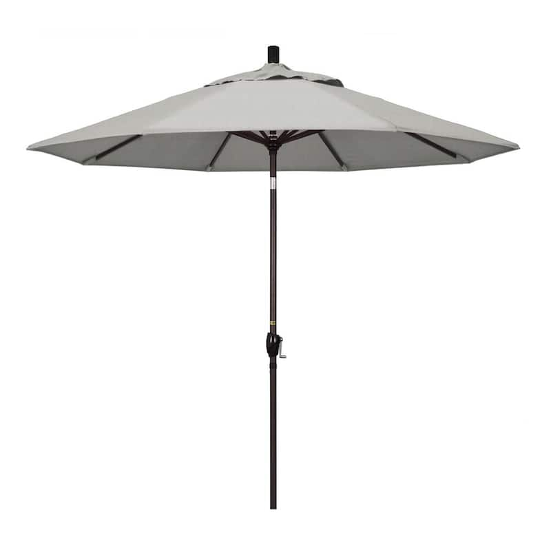 9 ft. Bronze Aluminum Pole Market Aluminum Ribs Push Tilt Crank Lift Patio Umbrella in Granite Sunbrella