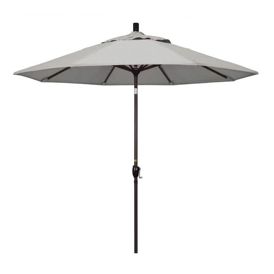 9 ft. Bronze Aluminum Pole Market Aluminum Ribs Push Tilt Crank Lift Patio Umbrella in Granite Sunbrella