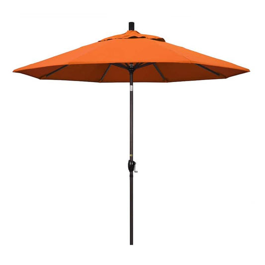 9 ft. Bronze Aluminum Pole Market Aluminum Ribs Push Tilt Crank Lift Patio Umbrella in Tuscan Sunbrella