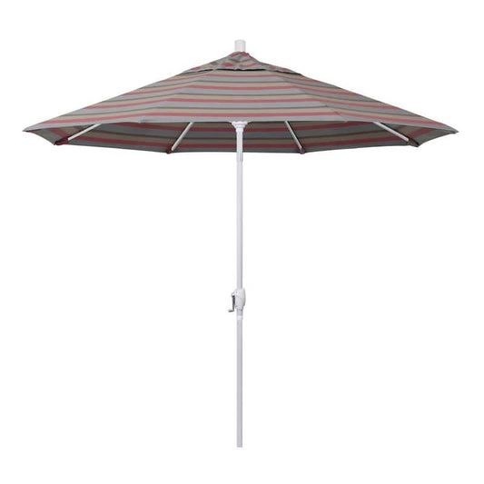 9 ft. Matted White Aluminum Push Button Tilt Crank Lift Market Patio Umbrella in Gateway Blush Sunbrella