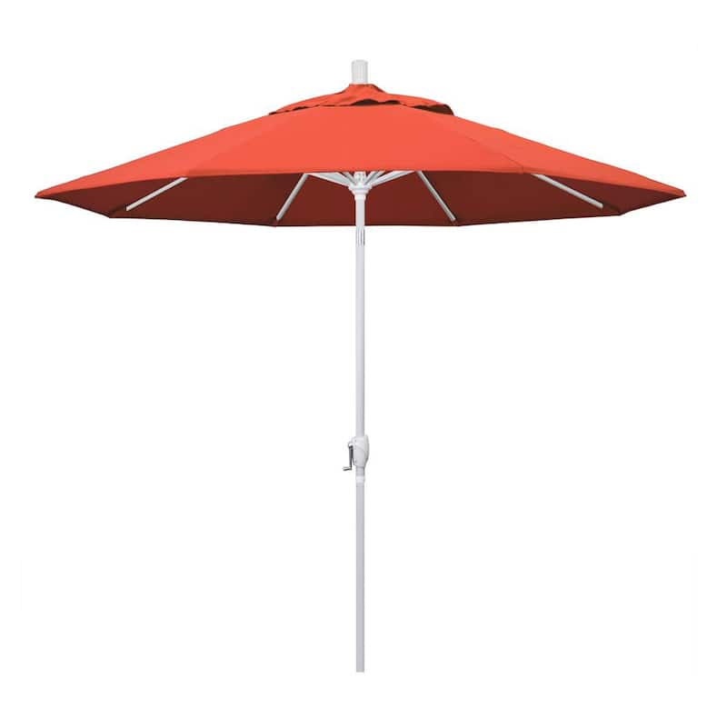 9 ft. Aluminum Market Push Tilt - M White Patio Umbrella in Sunset Olefin