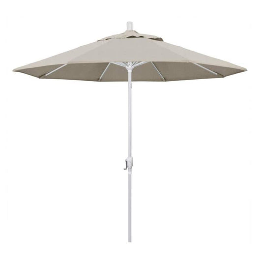 9 ft. Aluminum Market Push Tilt - M White Patio Umbrella in Woven Granite Olefin