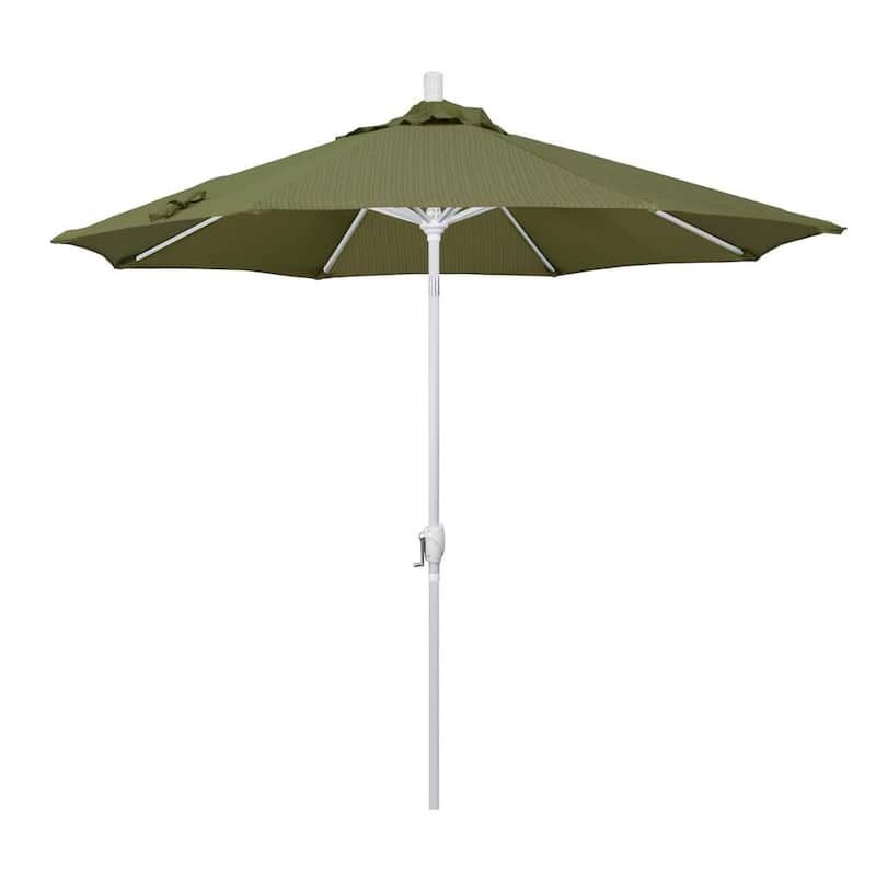 9 ft. Aluminum Market Push Tilt - M White Patio Umbrella in Terrace Fern Olefin