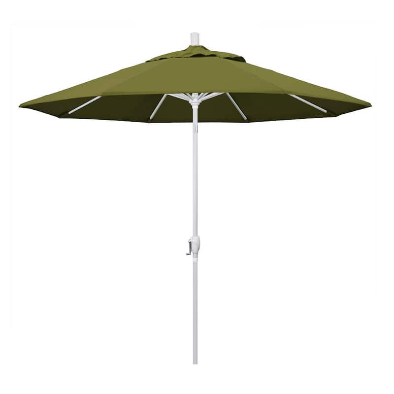 9 ft. Matted White Aluminum Market Patio Umbrella Push Tilt in Palm Pacifica