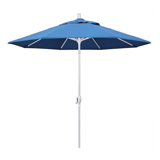 9 ft. Matted White Aluminum Market Patio Umbrella Push Tilt in Capri Pacifica