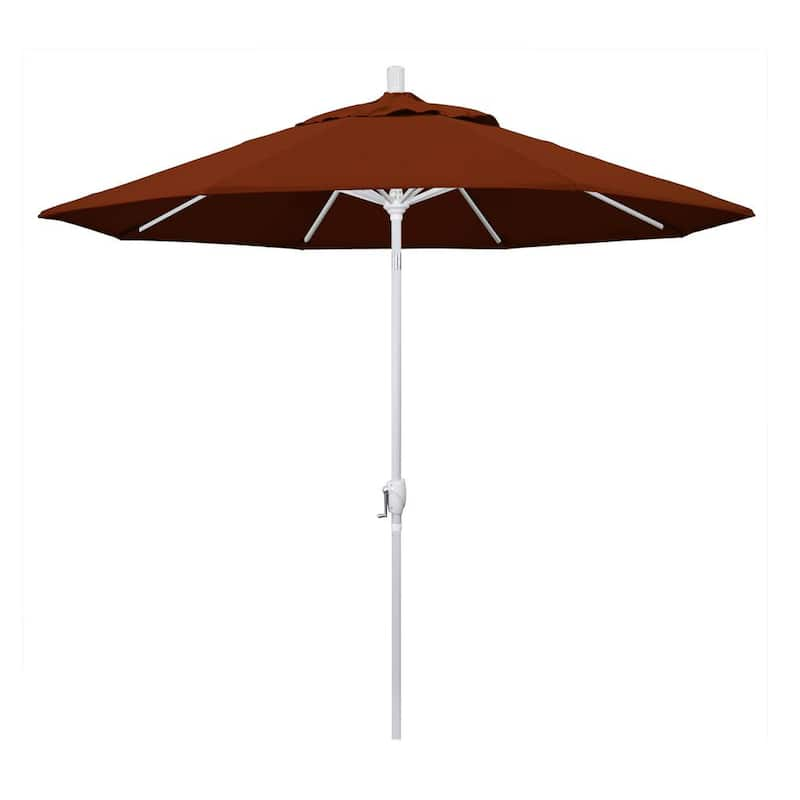 9 ft. Aluminum Market Push Tilt - M White Patio Umbrella in Brick Pacifica