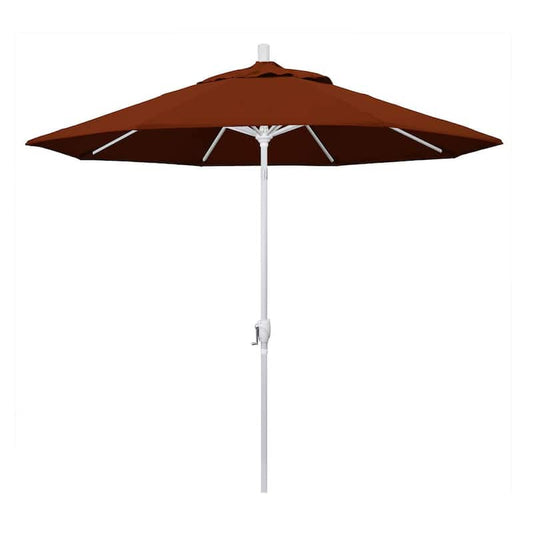 9 ft. Aluminum Market Push Tilt - M White Patio Umbrella in Brick Pacifica