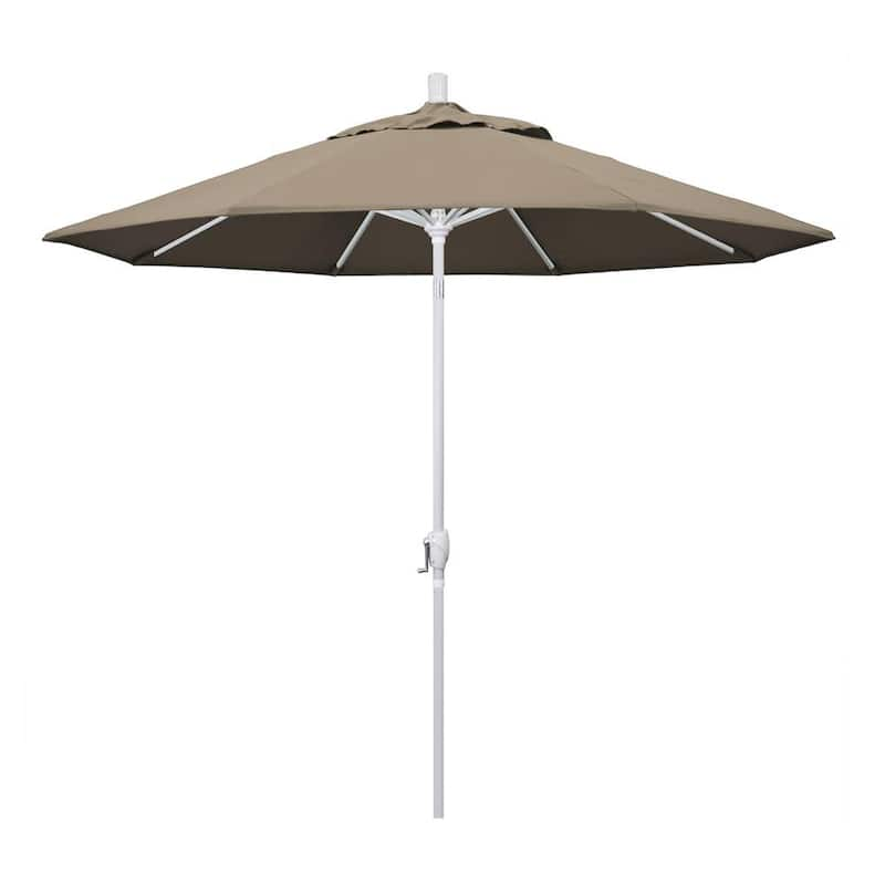 9 ft. Matted White Aluminum Market Patio Umbrella Push Tilt in Taupe Pacifica