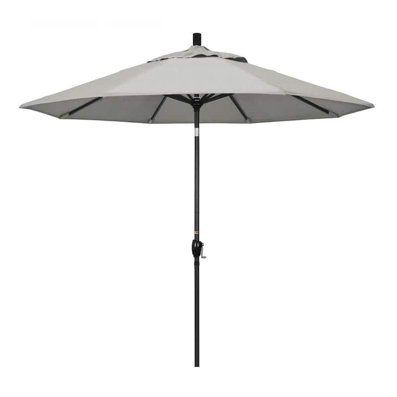 9 ft. Black Aluminum Pole Market Aluminum Ribs Push Tilt Crank Lift Patio Umbrella in Granite Sunbrella