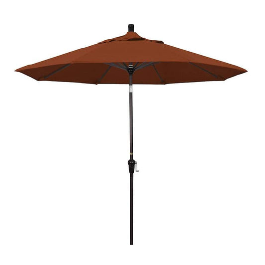 9 ft. Aluminum Market Auto Tilt Bronze Patio Umbrella in Terracotta Olefin