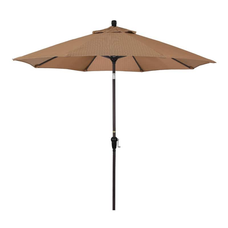 9 ft. Aluminum Market Auto Tilt Bronze Patio Umbrella in Terrace Sequoia Olefin