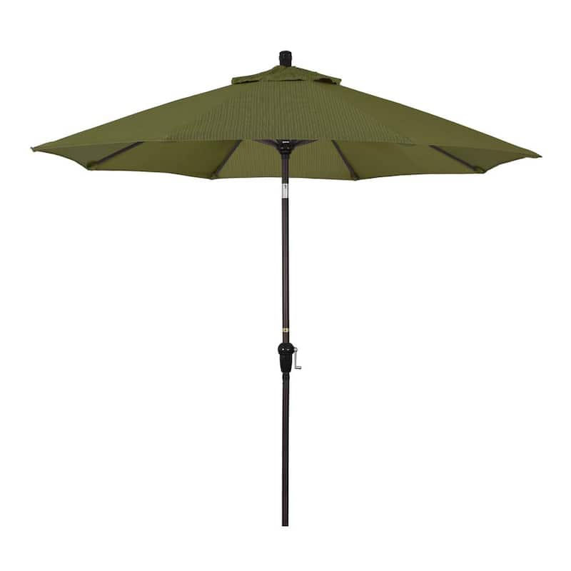 9 ft. Aluminum Market Auto Tilt Bronze Patio Umbrella in Terrace Fern Olefin