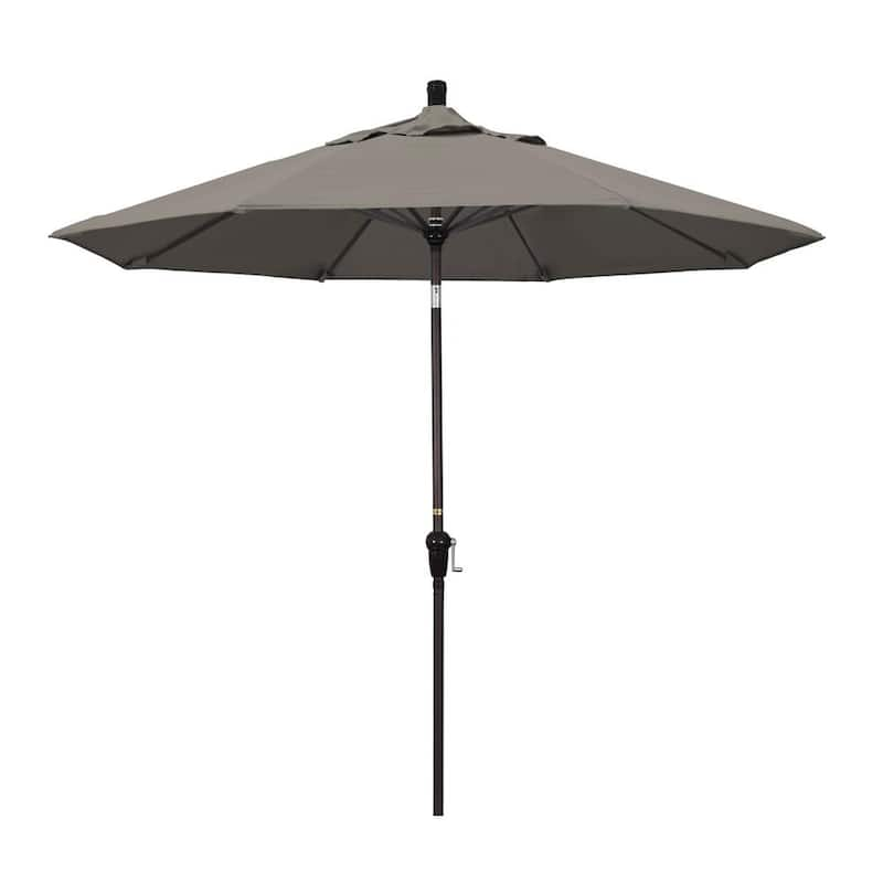 9 ft. Bronze Aluminum Market Patio Umbrella Auto Tilt in Taupe Pacifica