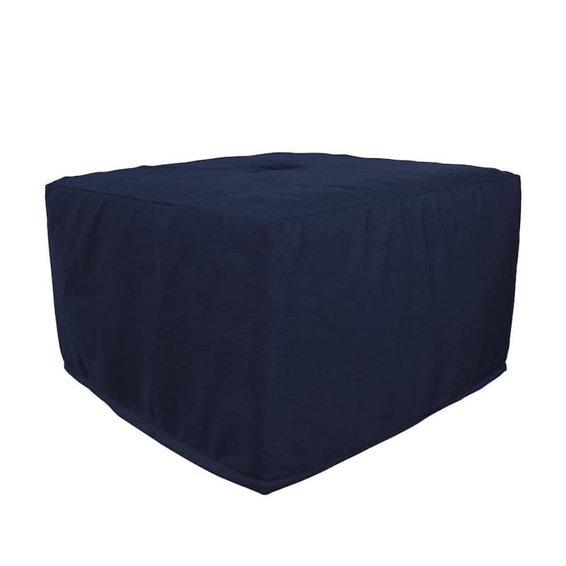 Shade Island Polystyrene Outdoor Base Seating Ottoman with Sunbrella Cushion Indigo