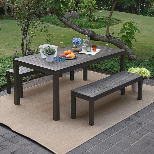 Tulle 3-Piece Dark Gray Wood Outdoor Dining Set