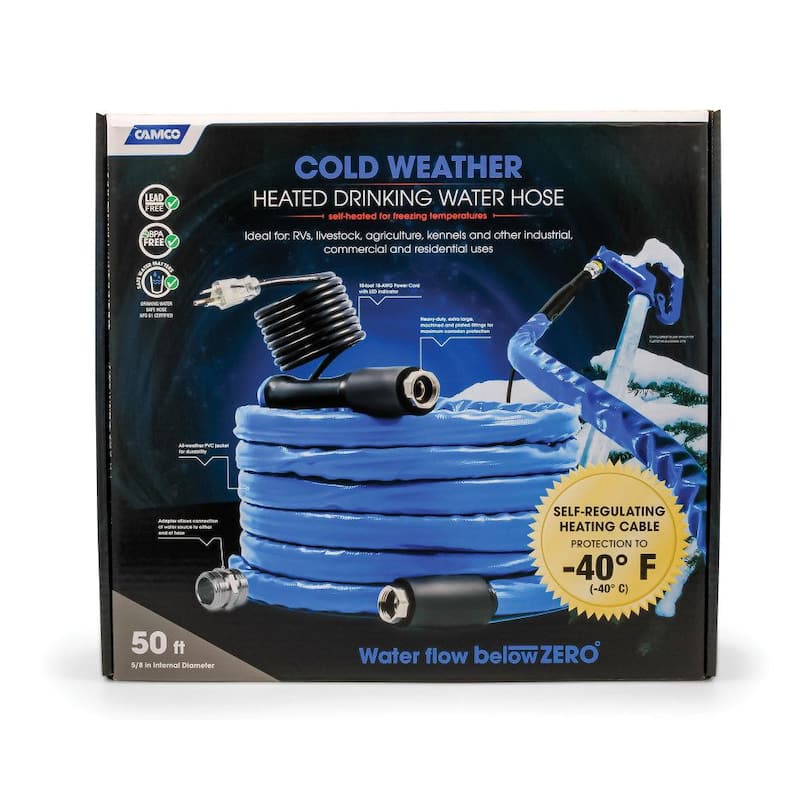 Heated Drinking Water Hose, -40F/C - 5/8ID x 50' L