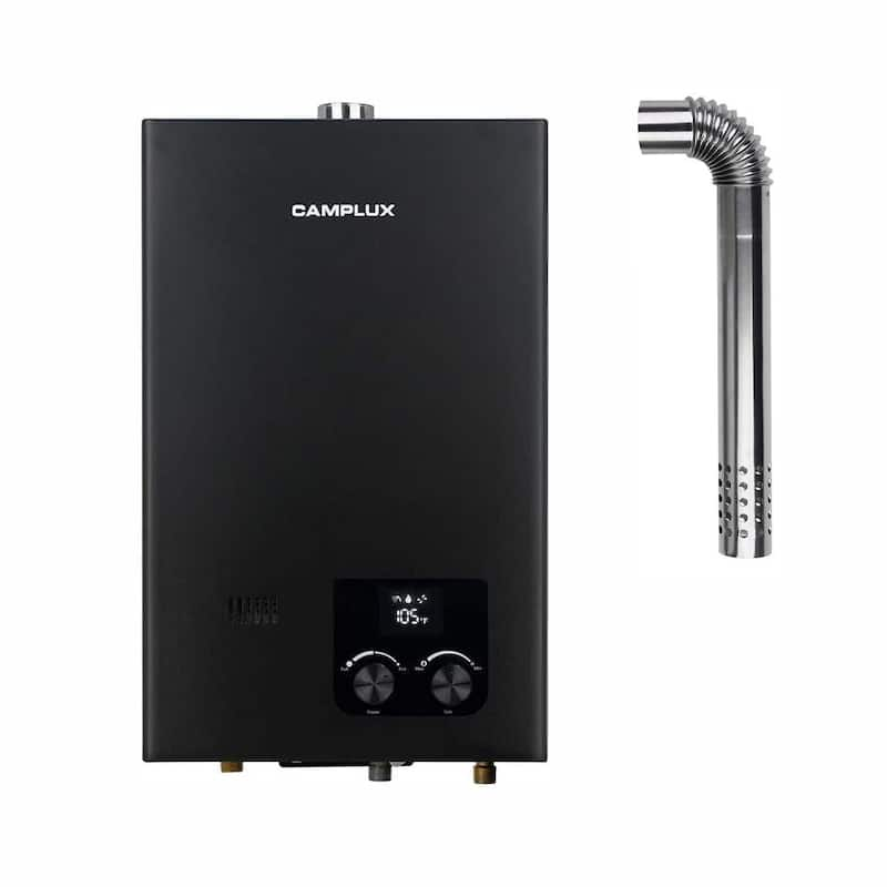 Camplux 10L 2.64 GPM Residential High Capacity Color Screen Liquid Propane Gas Tankless Water Heater, Black