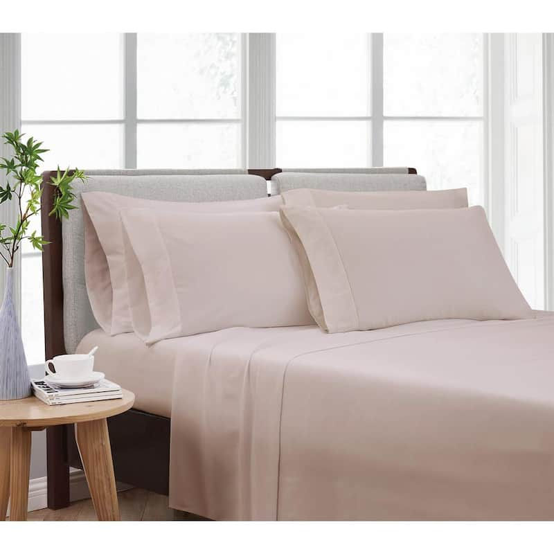 Solid Blush Split King 7-Piece Sheet Set