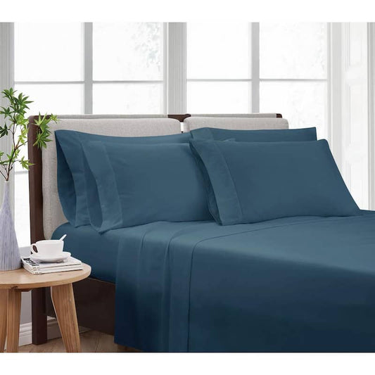 Solid Dark Blue King 6-Piece Sheet Set