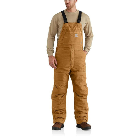 Men's 32 in. x 34 in. Brown Cotton/Nylon FR Quick Duck Lined Bib Overall