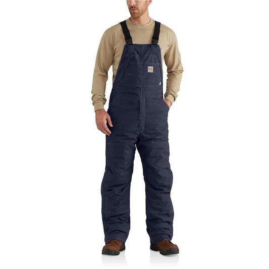 Men's 36 in. x 32 in. Dark Navy Cotton/Nylon FR Quick Duck Lined Bib Overall