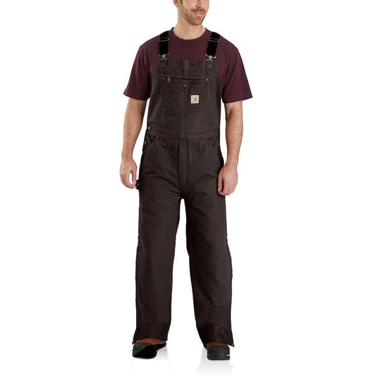 Men's X-Large Dark Brown Cotton Quilt Lined Washed Duck Bib Overalls